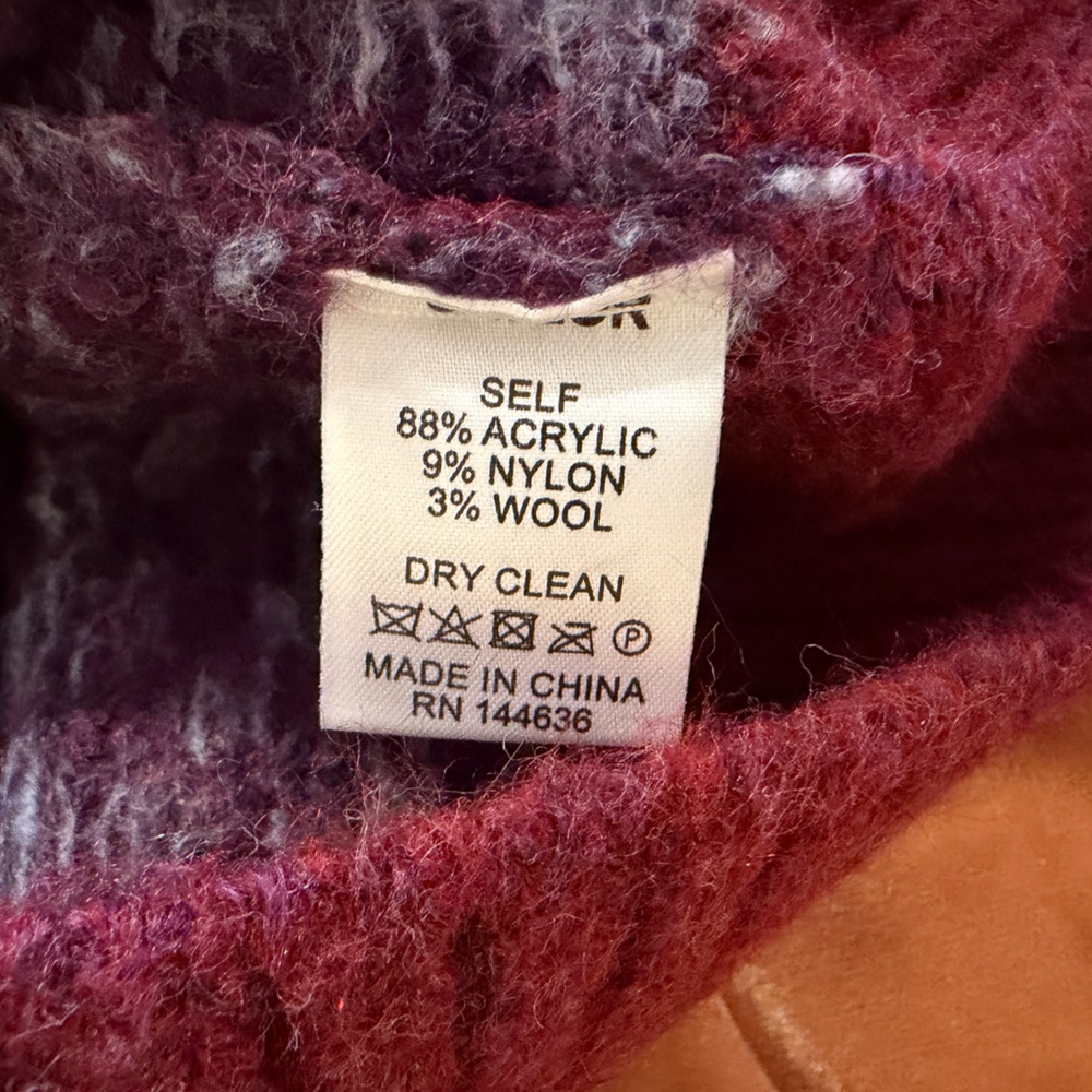 SAYLOR Mock Neck Fair Isle Colorblock Sweater Bold Pink Purple Knit - Picture 4 of 7
